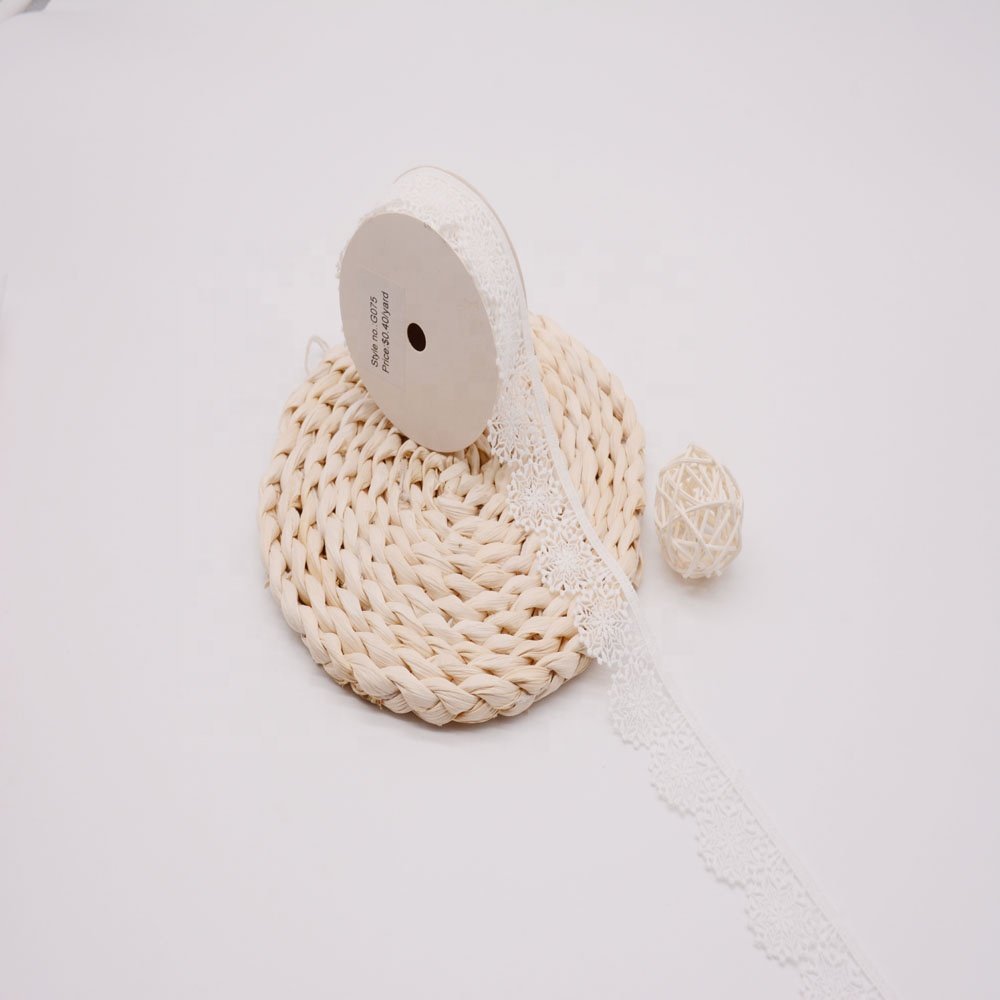 Wholesale white cotton water soluble embroidery trims for dresses crafts