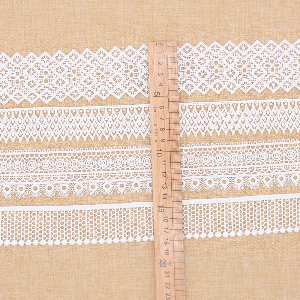 Wholesale white cotton water soluble embroidery trims for dresses crafts