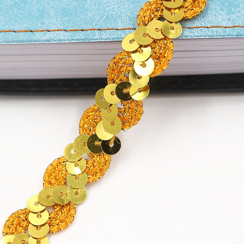 Manufacture Multicolor Lace Border Colorful wave Sequins S Shape Braided Trimming Edge Sewing sequin Lace Trim