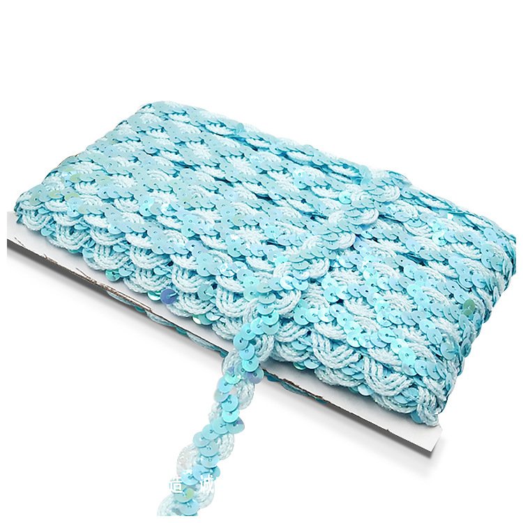 Manufacture Multicolor Lace Border Colorful wave Sequins S Shape Braided Trimming Edge Sewing sequin Lace Trim
