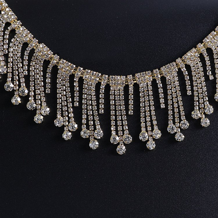 46MM New Design Silver/Gold/Rose Gold Long Fringe Crystal Rhinestone Applique Trim Tassel Strass Chain Trimmings