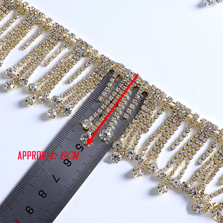 46MM New Design Silver/Gold/Rose Gold Long Fringe Crystal Rhinestone Applique Trim Tassel Strass Chain Trimmings