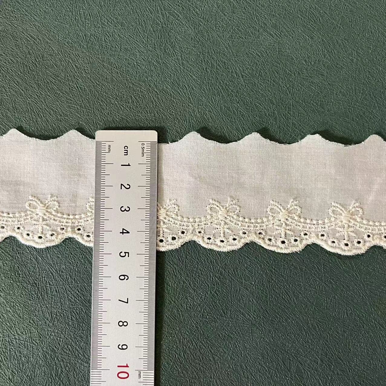 Top Quality Luxury New design Flower Border Ivory embroidery 100% cotton lace trim For Women Lingerie Dress