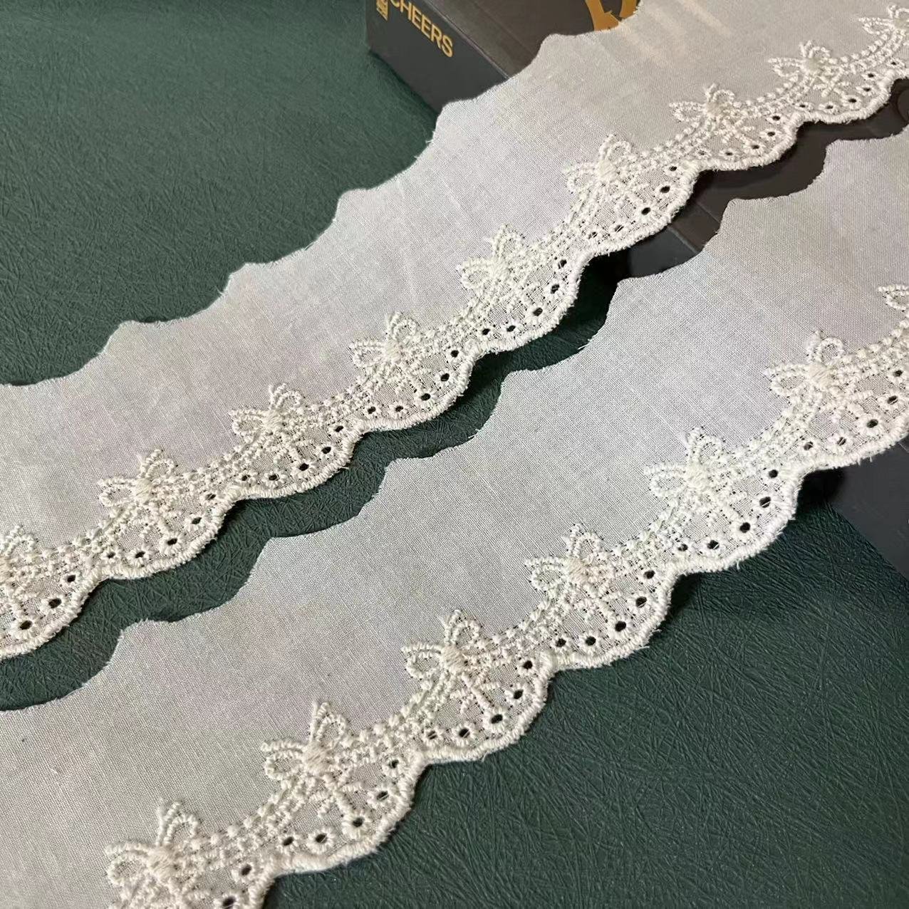 Top Quality Luxury New design Flower Border Ivory embroidery 100% cotton lace trim For Women Lingerie Dress