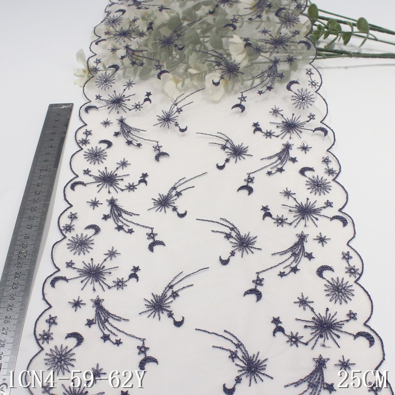 Eco-friendly 2024 New Design Star light pink Tulle embroidered lace trim For Dress