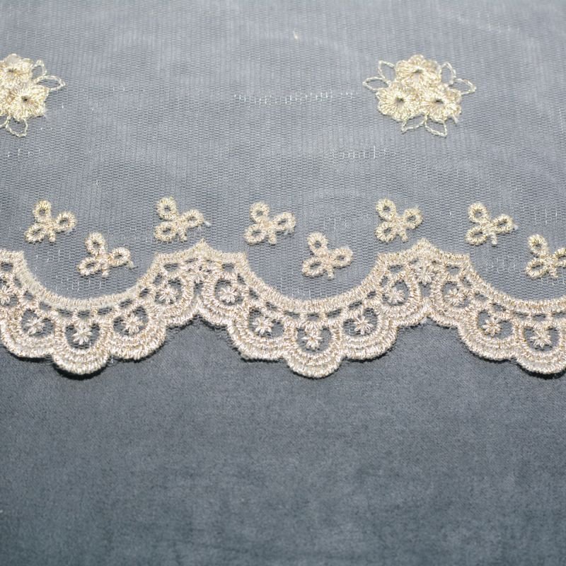 Wholesale Sales Pure Cotton Embroidered Lace Lolita Kids' Skirt Gold Mesh Tissue Lace Trim