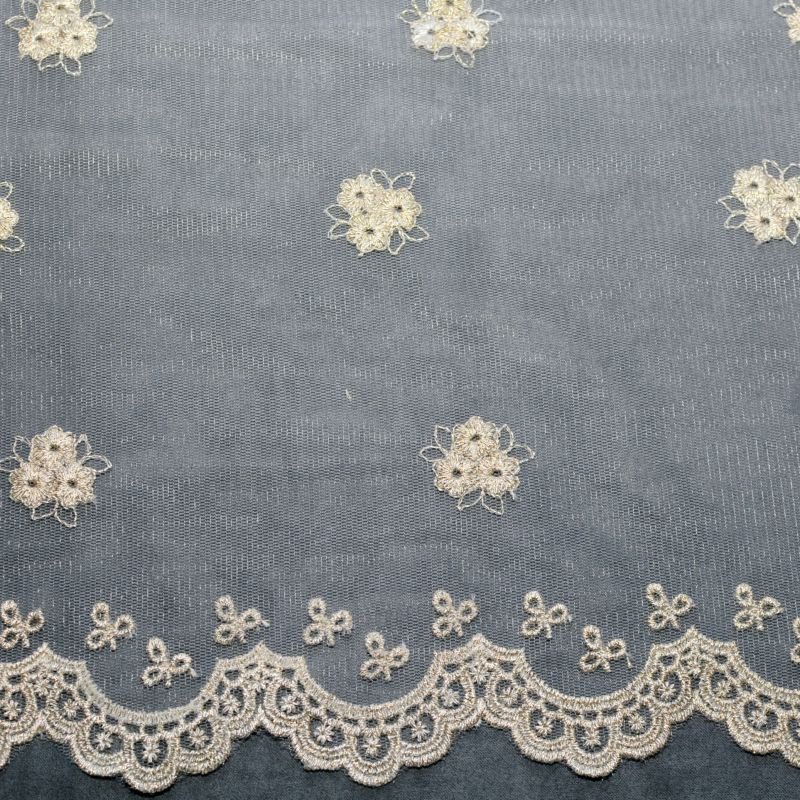 Wholesale Sales Pure Cotton Embroidered Lace Lolita Kids' Skirt Gold Mesh Tissue Lace Trim