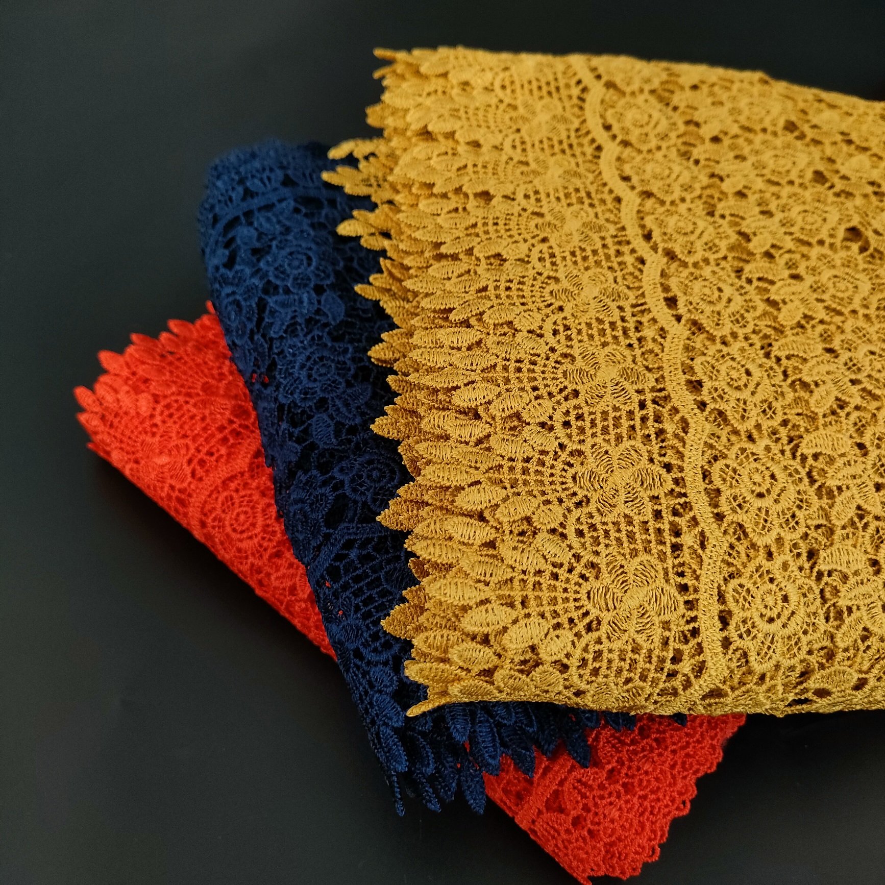 Embroidery lace 100% polyester lace trim chemical guipure lace trim
