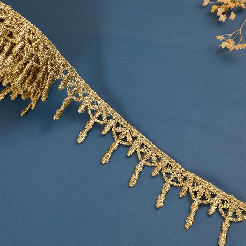 high-quality 3cm sewing african accessories embroidery water-soluble indian gold lace trim for wedding dresses clothing JDB41