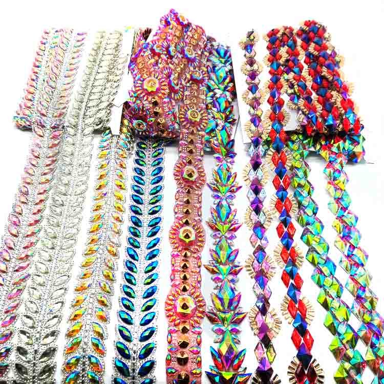 Cheap sewing crystal trim carnival rhinestone banding trim for clothing decoration