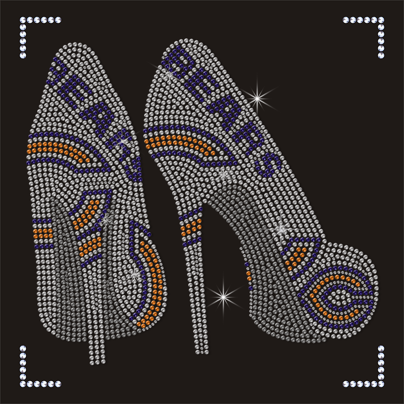 Hot luxury bling Highheel NFL Logo handmade bodice crystal big glass rhinestone applique trims for bridal belts