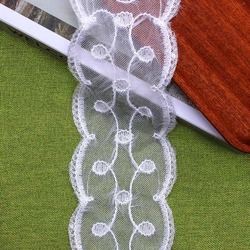High quality soft mesh sequin embroidery lace women's lace trim net embroidery lace trim