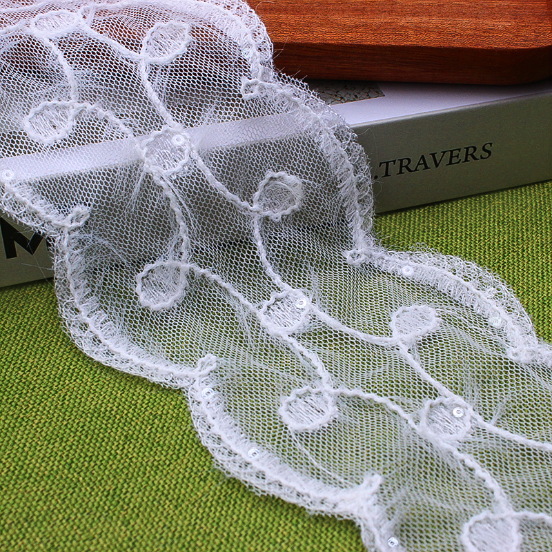 High quality soft mesh sequin embroidery lace women's lace trim net embroidery lace trim