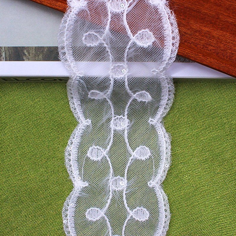 High quality soft mesh sequin embroidery lace women's lace trim net embroidery lace trim