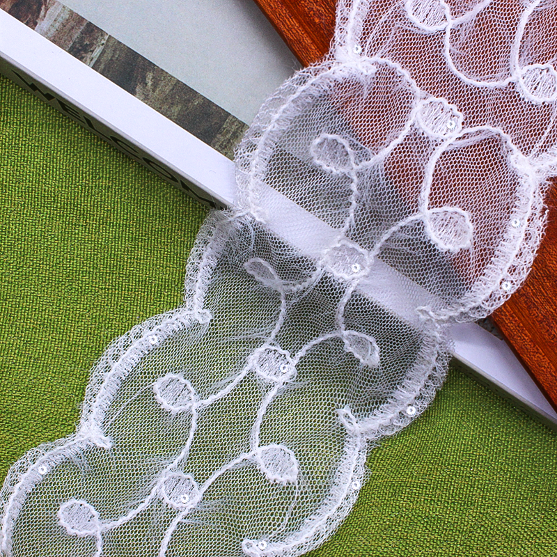 High quality soft mesh sequin embroidery lace women's lace trim net embroidery lace trim