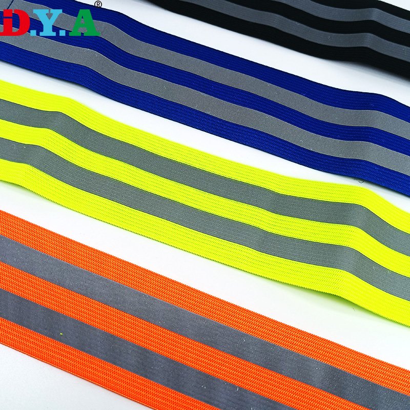 4cm 5cm Silver Reflective Elastic Double Stripe Reflective Elastic Band for Safety Suit Trim Belt