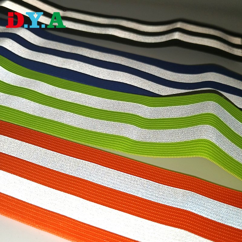4cm 5cm Silver Reflective Elastic Double Stripe Reflective Elastic Band for Safety Suit Trim Belt