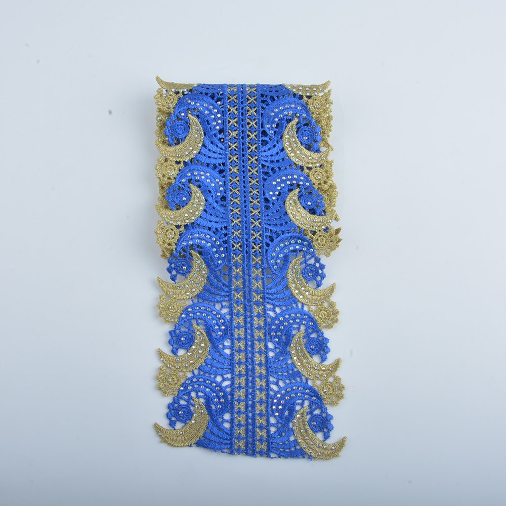 Hot Sell fashion colors Trimming lace Embroidery border lace trim with rhinestone garment clothes