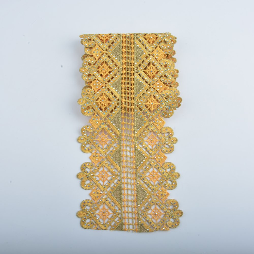 Hot Sell fashion colors Trimming lace Embroidery border lace trim with rhinestone garment clothes