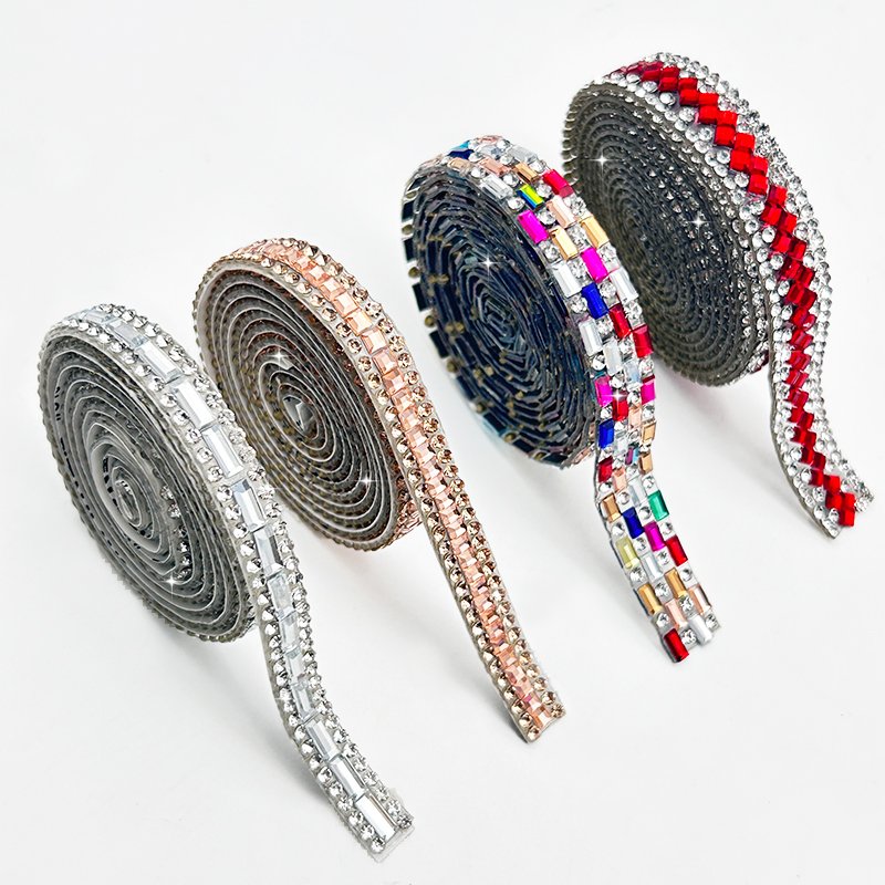 Whole Sale Iron On Tape Wide Belt Crystal Glass Hot Fix Transfer Trim for Colth And Shoes