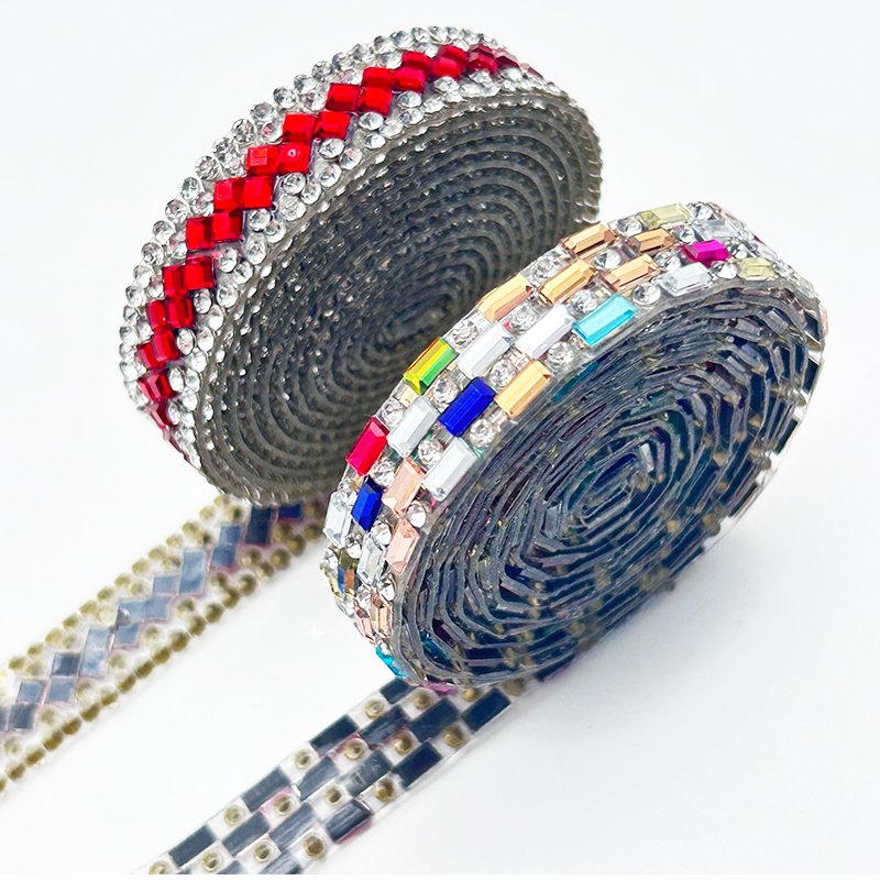 Whole Sale Iron On Tape Wide Belt Crystal Glass Hot Fix Transfer Trim for Colth And Shoes