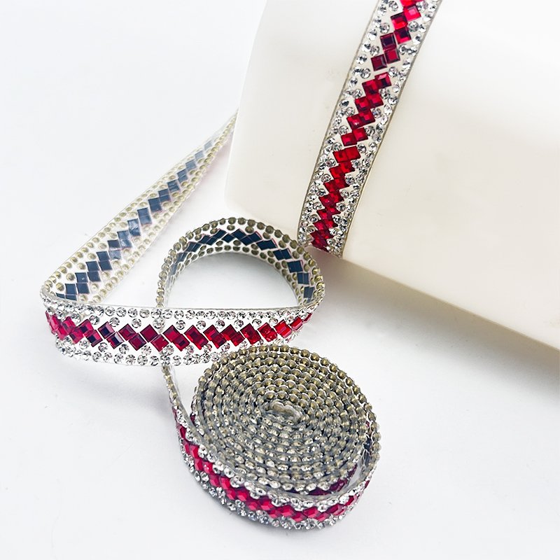 Whole Sale Iron On Tape Wide Belt Crystal Glass Hot Fix Transfer Trim for Colth And Shoes