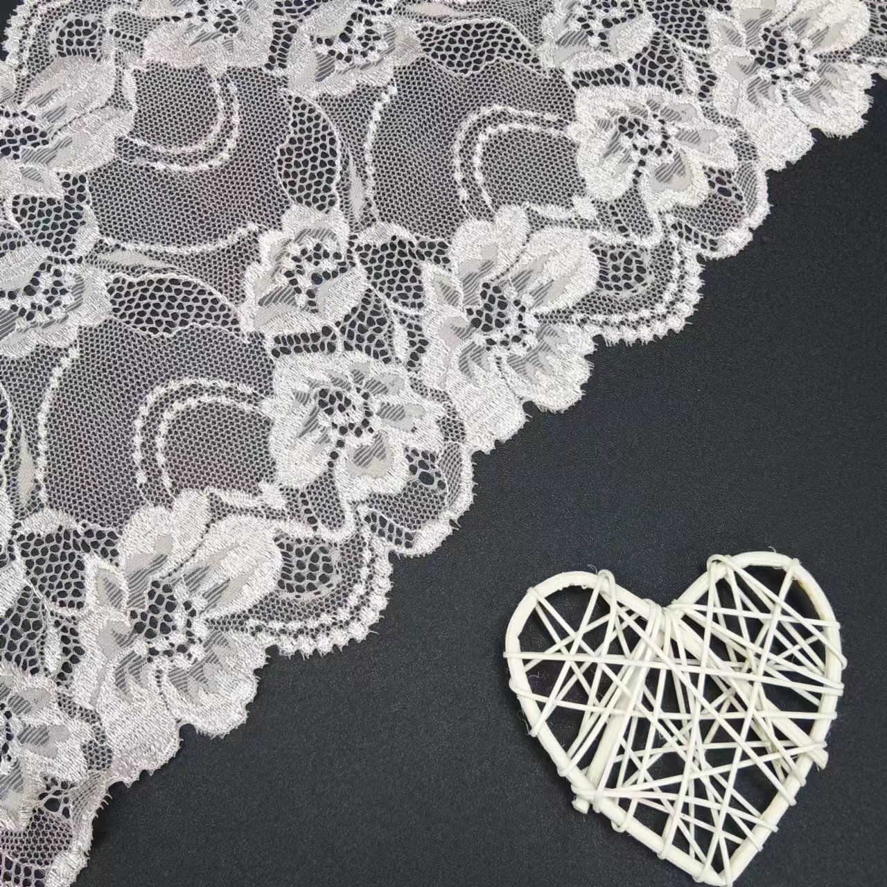 20 cm Custom Delicate Voile Nylon Spandex Tulle Lace Fabric Elastic Pink Lace Trim for Women's Bra Underwear & Decoration