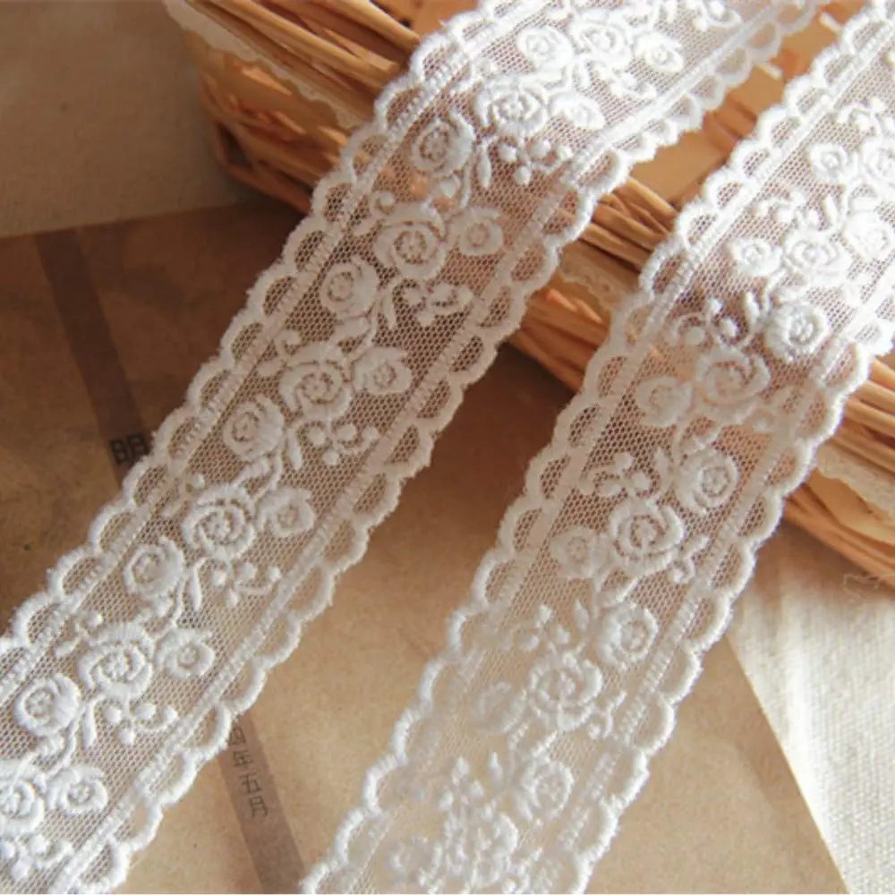 Custom Embroidery Natural Cotton 2cm 3cm White Lace Ribbon Border Flower Lace Trim for DIY Crafts Wedding Clothes