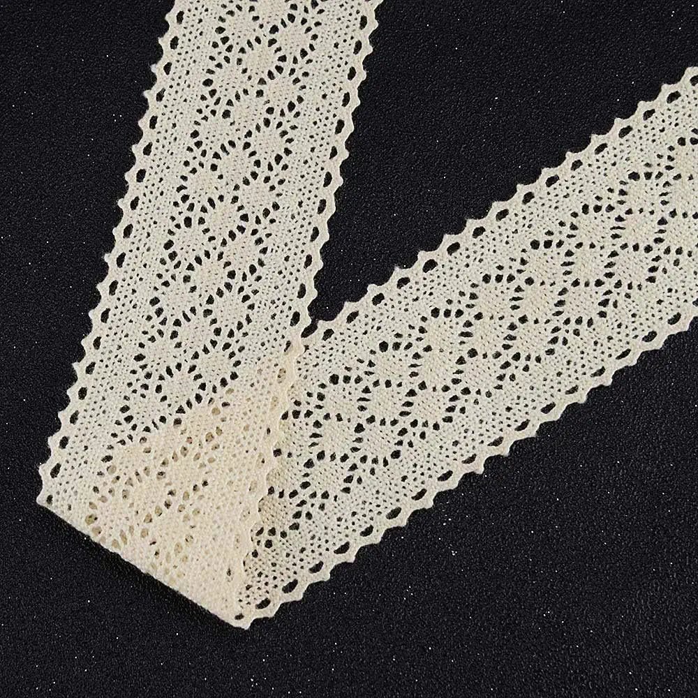 Custom Embroidery Natural Cotton 2cm 3cm White Lace Ribbon Border Flower Lace Trim for DIY Crafts Wedding Clothes