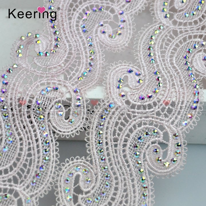 New Design Colorful Sewing Beaded Lace Rhinestone AB Crystal Trim for clothes decoration WLC-719