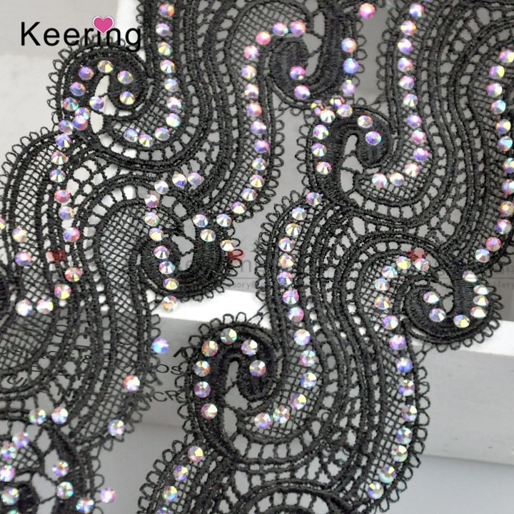 New Design Colorful Sewing Beaded Lace Rhinestone AB Crystal Trim for clothes decoration WLC-719