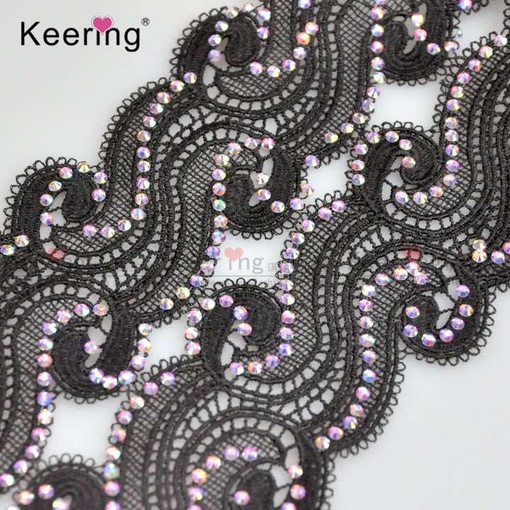 New Design Colorful Sewing Beaded Lace Rhinestone AB Crystal Trim for clothes decoration WLC-719
