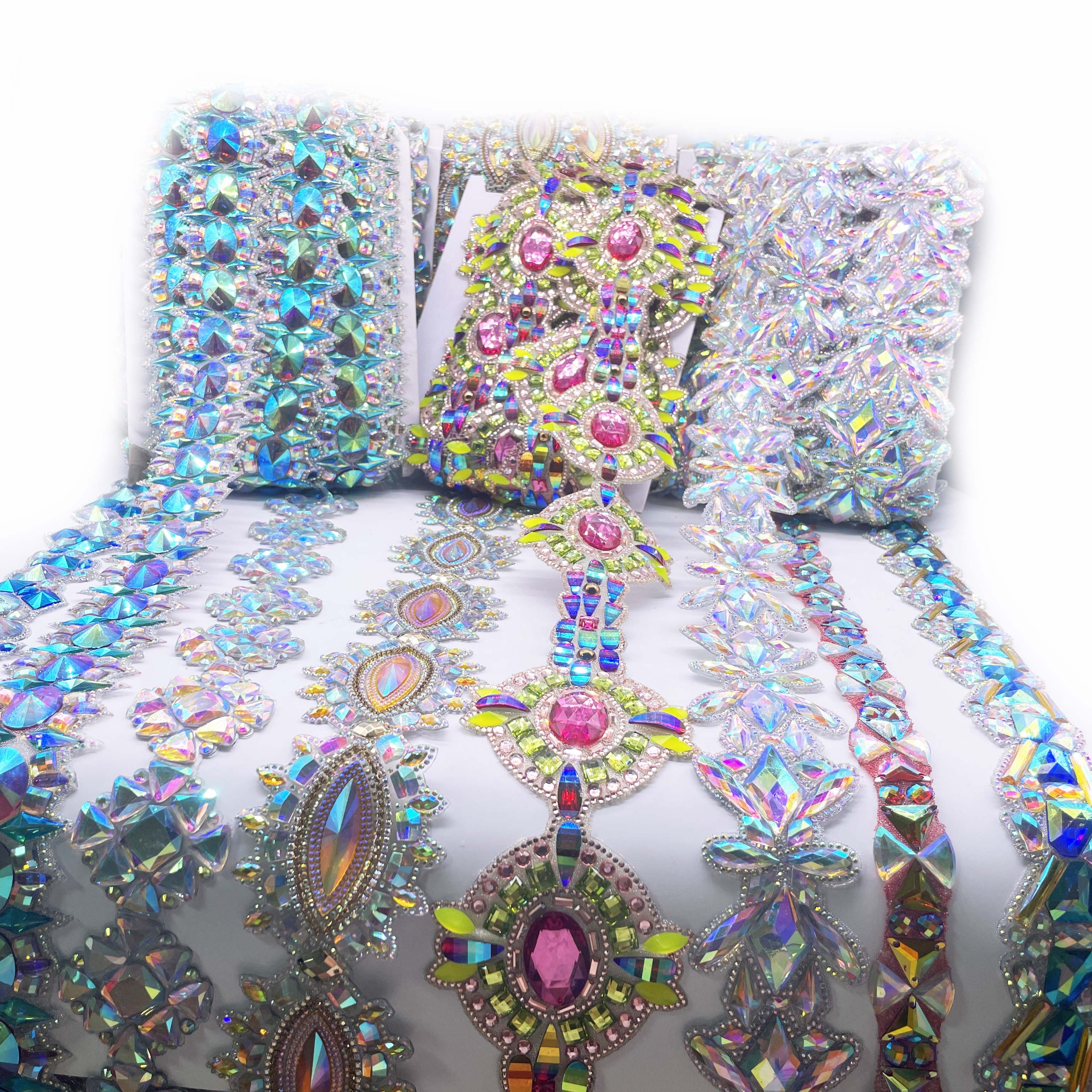 Customizable Hot Fix Resin Rhinestone Diamond Trims for Shoes Garments Bags Carnival Decorations Inspired Caribbean Style