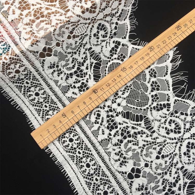 23CM bridal wedding white floral french eyelash chantilly lace trim fabric soft for lingerie LT2668B