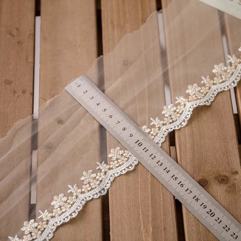 Wholesale 8cm Mesh Lolita Bow Embroidery Milk Silk Lace Women's Clothing Accessories Border Lace Trim