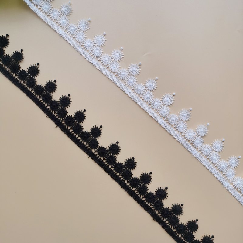 Polyester Lace Trimming Border Embroidery Water Soluble Elegant Lace Ribbon 4cm Wide White Lace Fabrics For Dresses