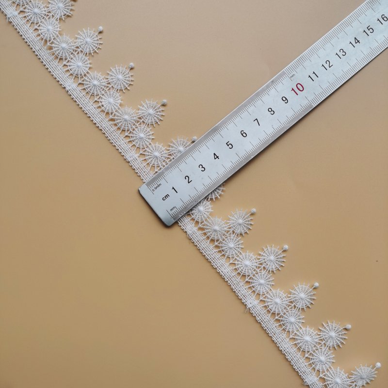 Polyester Lace Trimming Border Embroidery Water Soluble Elegant Lace Ribbon 4cm Wide White Lace Fabrics For Dresses