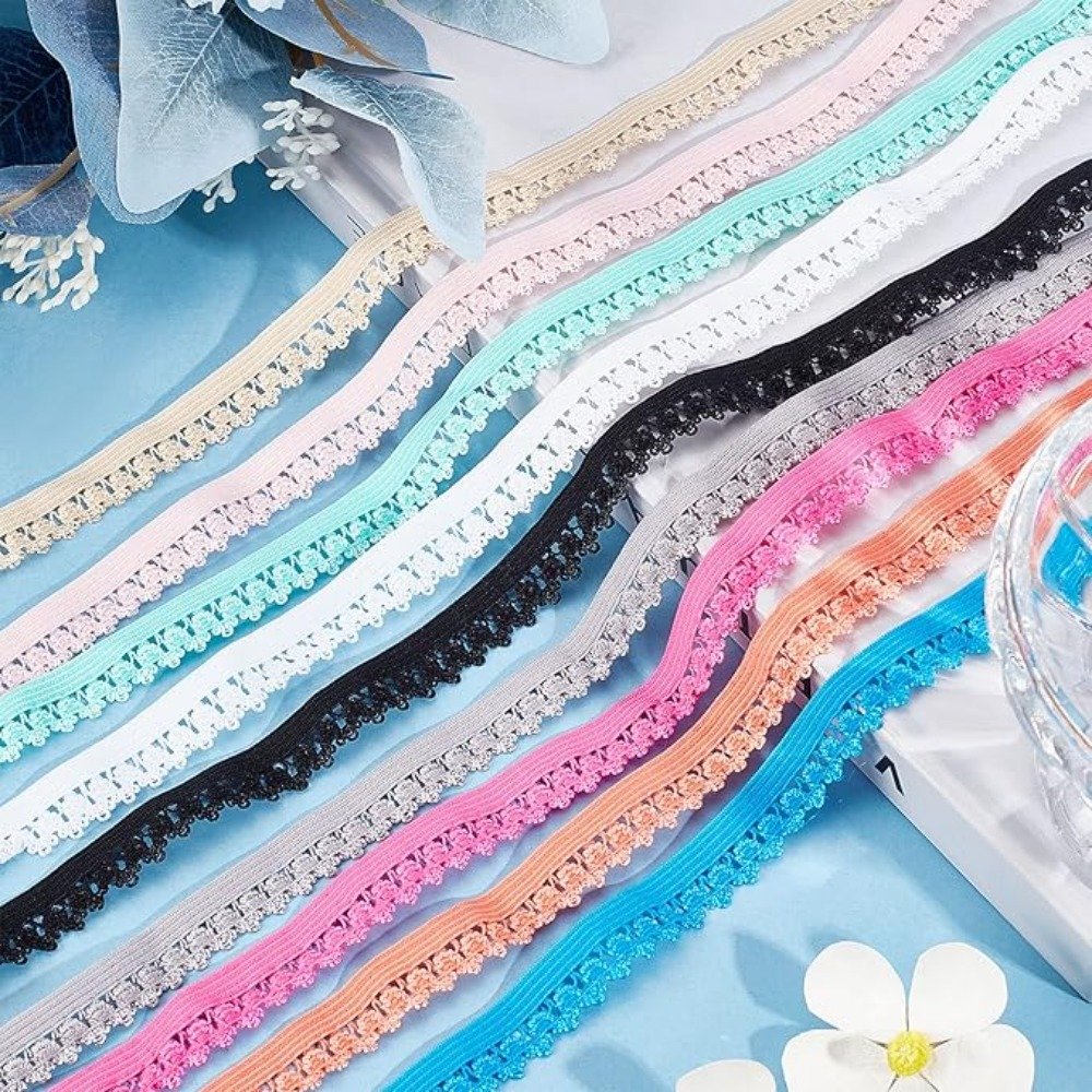 Lace Ribbon Frilly Elastic Headbands Underwear Elastic Edge Stretch Colored Elastic Lace Trim for Sewing Hair Tie Lingerie