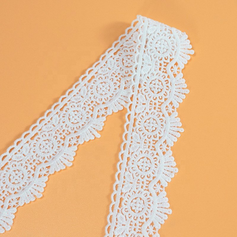 Lace ribbon with cotton embroidery water soluble crochet lace trim for bridal wedding dress decoration christmas gift package