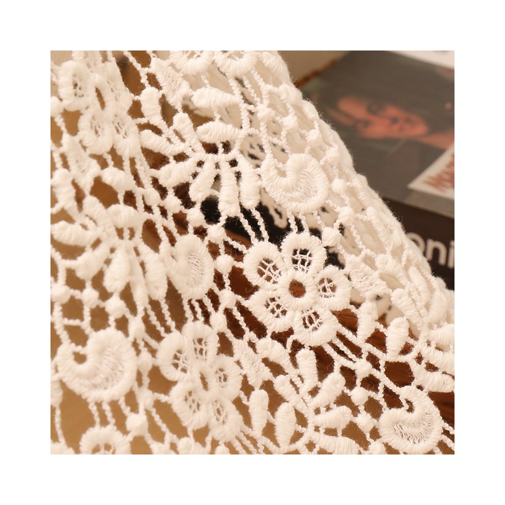 Embroidery water soluble eyelet lace trim white cotton lace ribbon trim for dress tablecloth blankets bottle box decoration