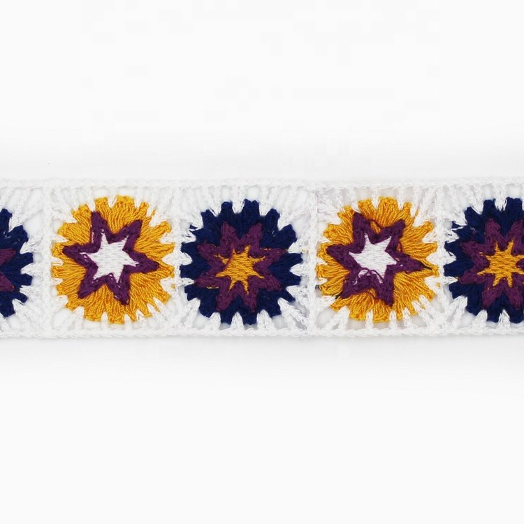 Custom polyester 45mm colorful crochet edging trim for clothes bags