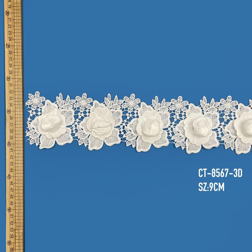 Wholesale New 3D Beautiful Embroidered fabric colour flowers Applique Lace Trim