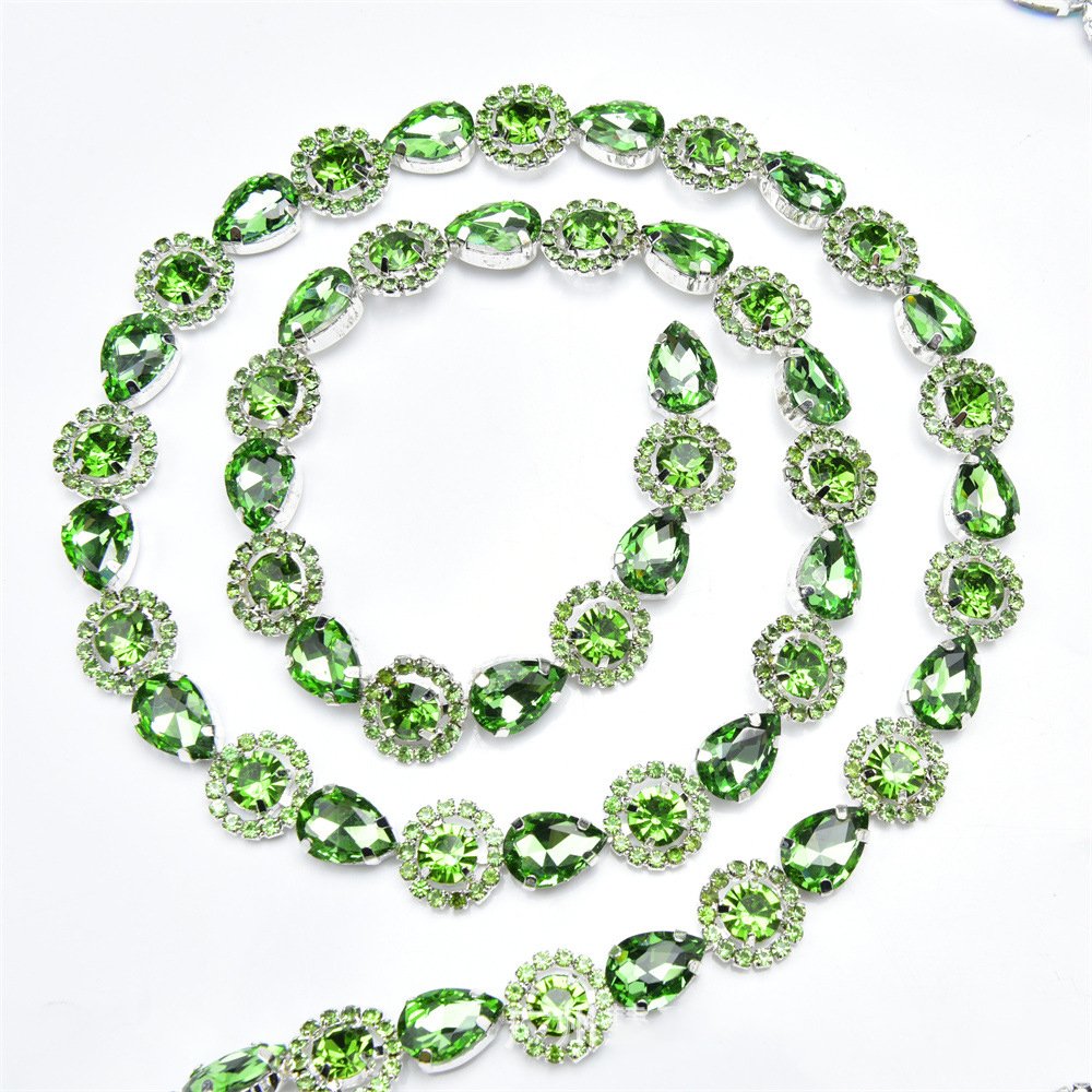 Water-Drop Sunflower Rhinestone Chain Trim 1.5cm Wide Sew-On Flower Crystal Chain for Dresses Costumes Jewelry Making & Crafts