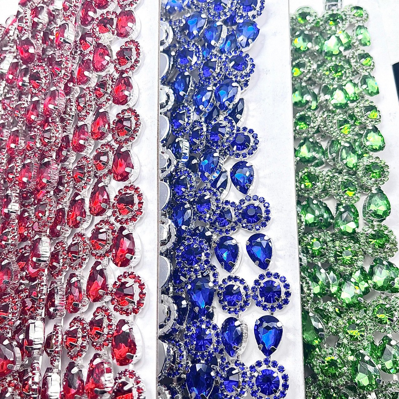 Water-Drop Sunflower Rhinestone Chain Trim 1.5cm Wide Sew-On Flower Crystal Chain for Dresses Costumes Jewelry Making & Crafts