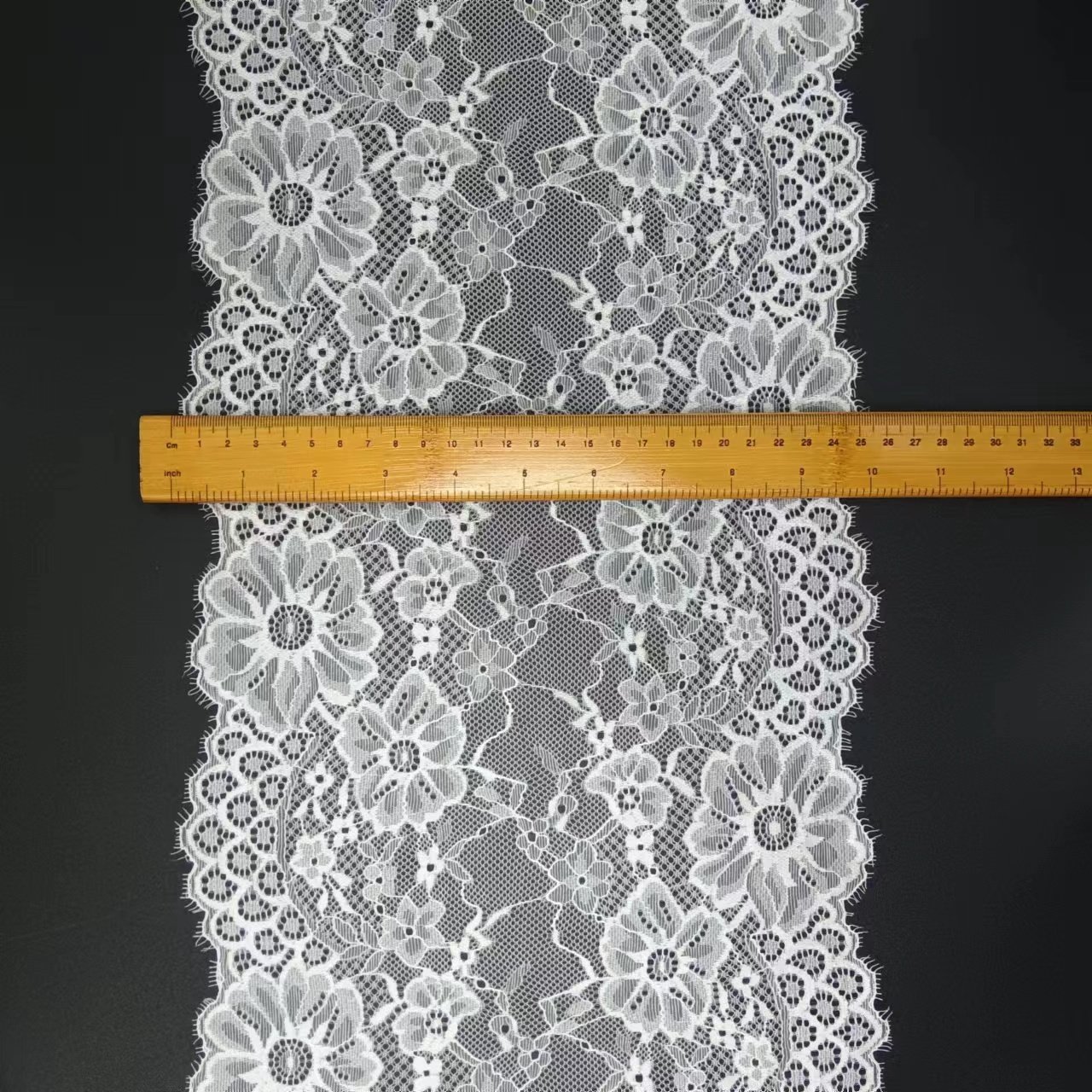 25 cm White Voile Knitted Nylon Spandex Lace Trim Custom Width Tulle Elastic Border for Women's French Style Bra Accessories