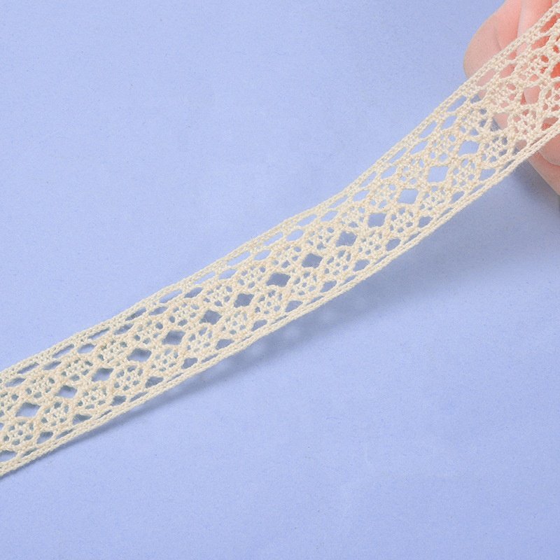 2023 Factory Wholesale Cotton Crochet Material Picot Edge Water Soluble Embroidery Lace Trim