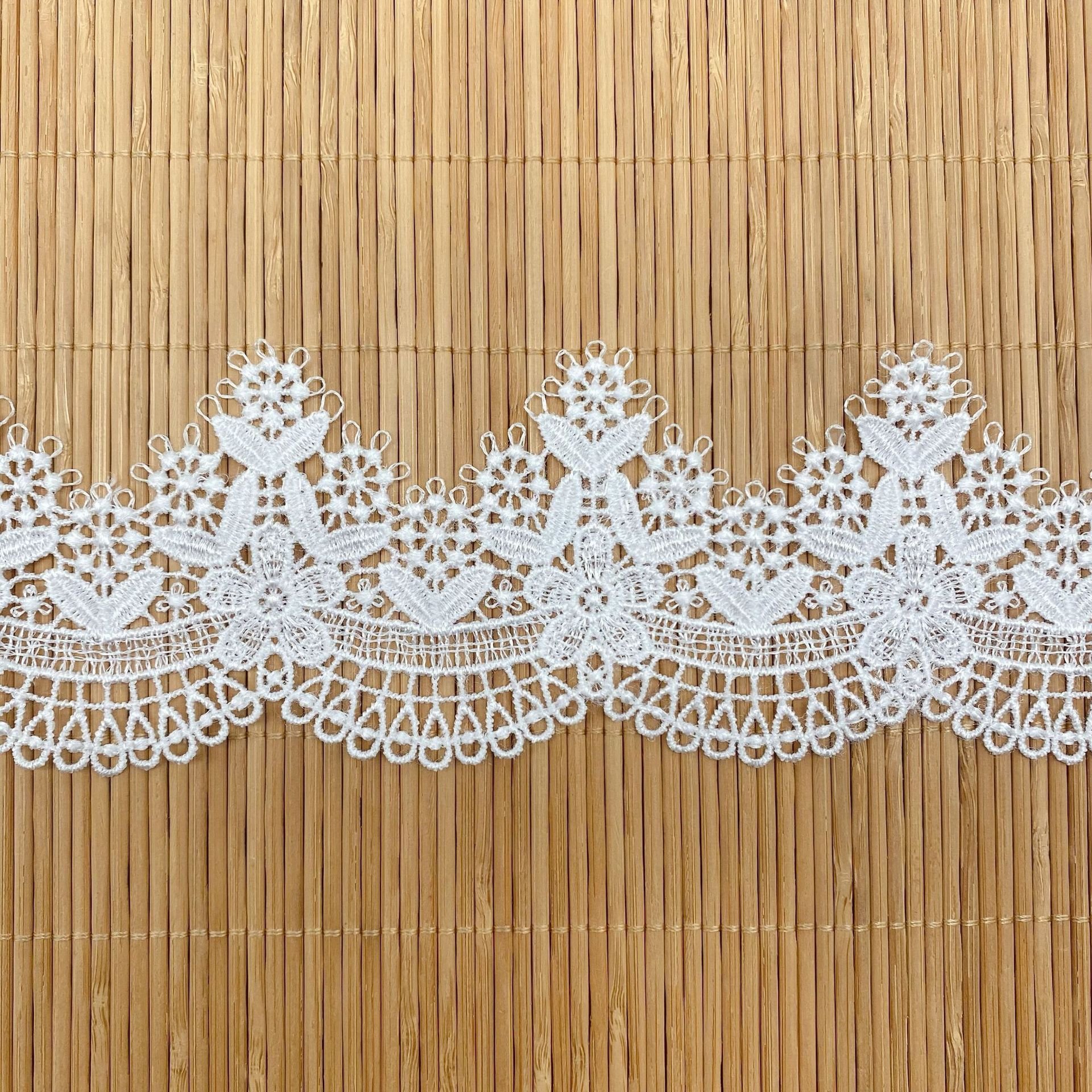 width 6.6 cm Polyester Embroidery Non-stretch Water Soluble Guipure Lace Trim for cuff dress
