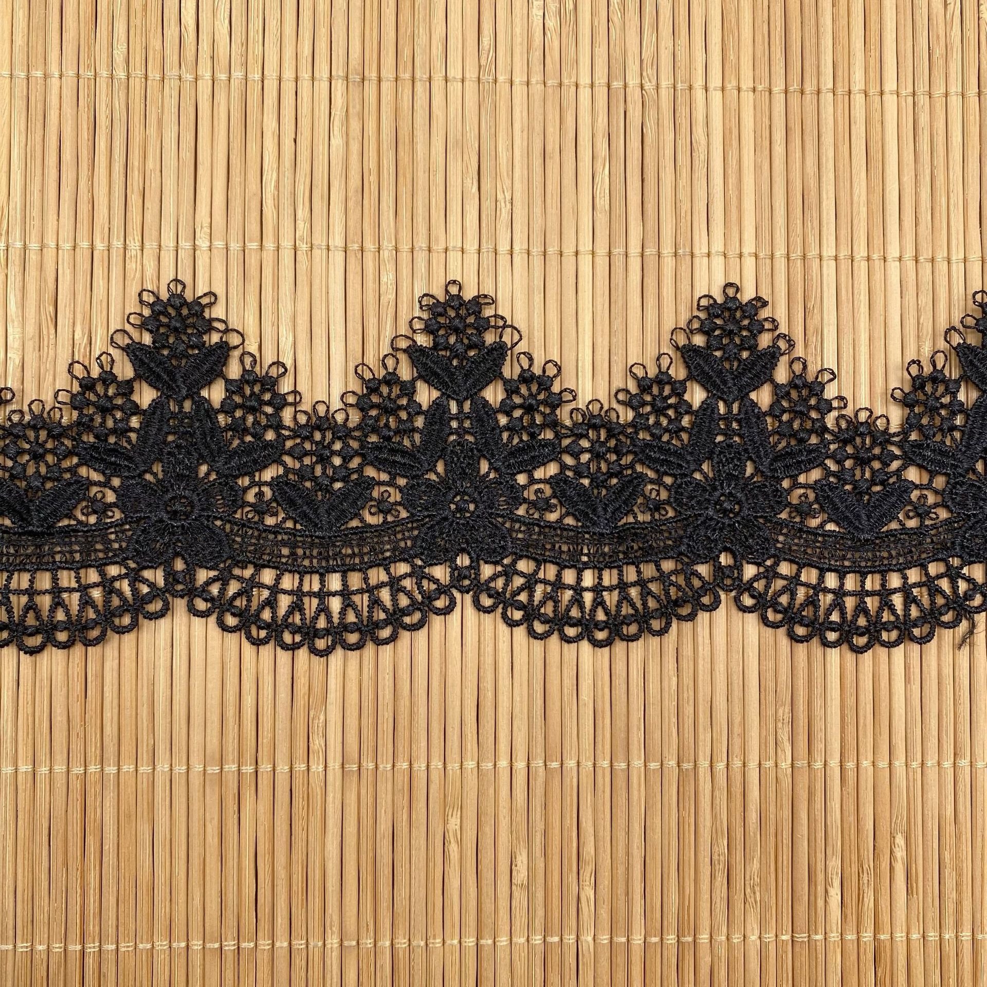 width 6.6 cm Polyester Embroidery Non-stretch Water Soluble Guipure Lace Trim for cuff dress