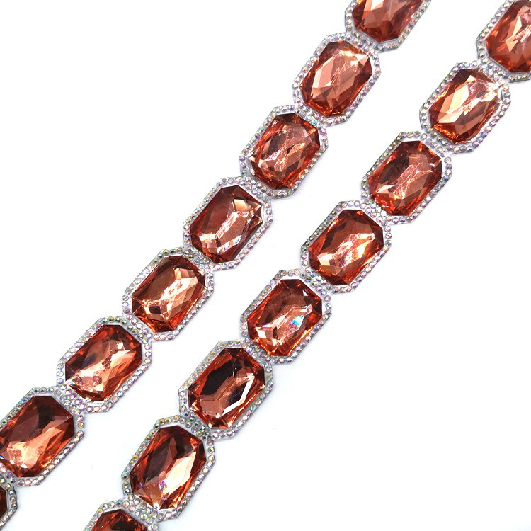 2025 Trinidad Carnival Costume Decoration Hot Fix Iridescent Resin Rhinestone Banding Flat Iron-On Resin Appliques Trim