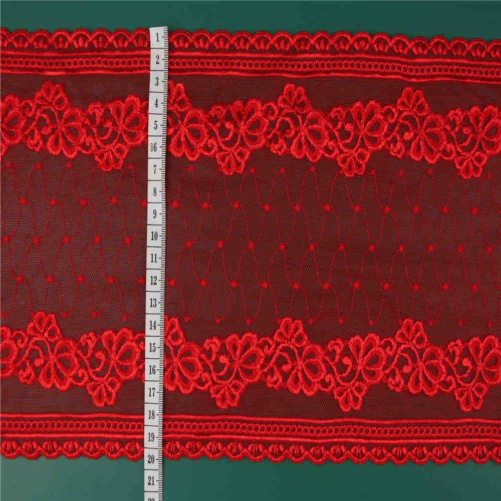 K2041 20CM Nylon Spandex Elastic Large Embroidered Lace Trim for Elegant Wedding Dresses and Clothing
